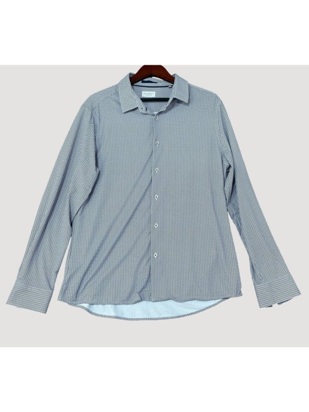 Infinity Linearflex Men's L Patterned Long Sleeve Button-Up Shirt Blue Red